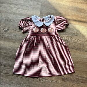 Charming Maroon and White Striped Girl’s Football Dress